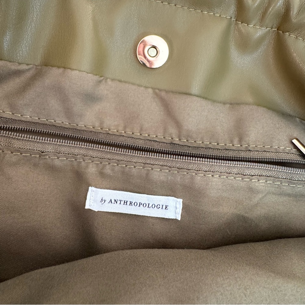 Anthropologie Large Scrunched Tote Olive Green - Picture 7 of 13